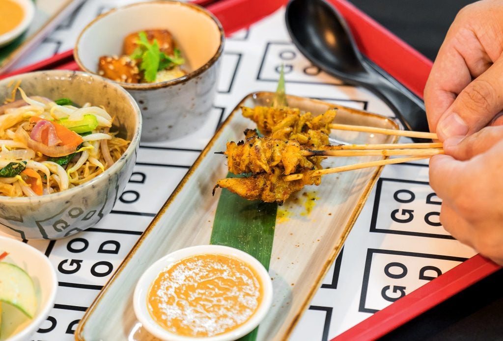 Chicken satay, using Good Meat’s cultivated meat